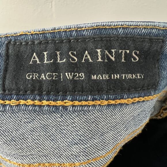 ALLSAINTS Grace Womens Blue Distressed Blend Mid-Rise Stretch Denim Jeans Sz 29 - Picture 6 of 8